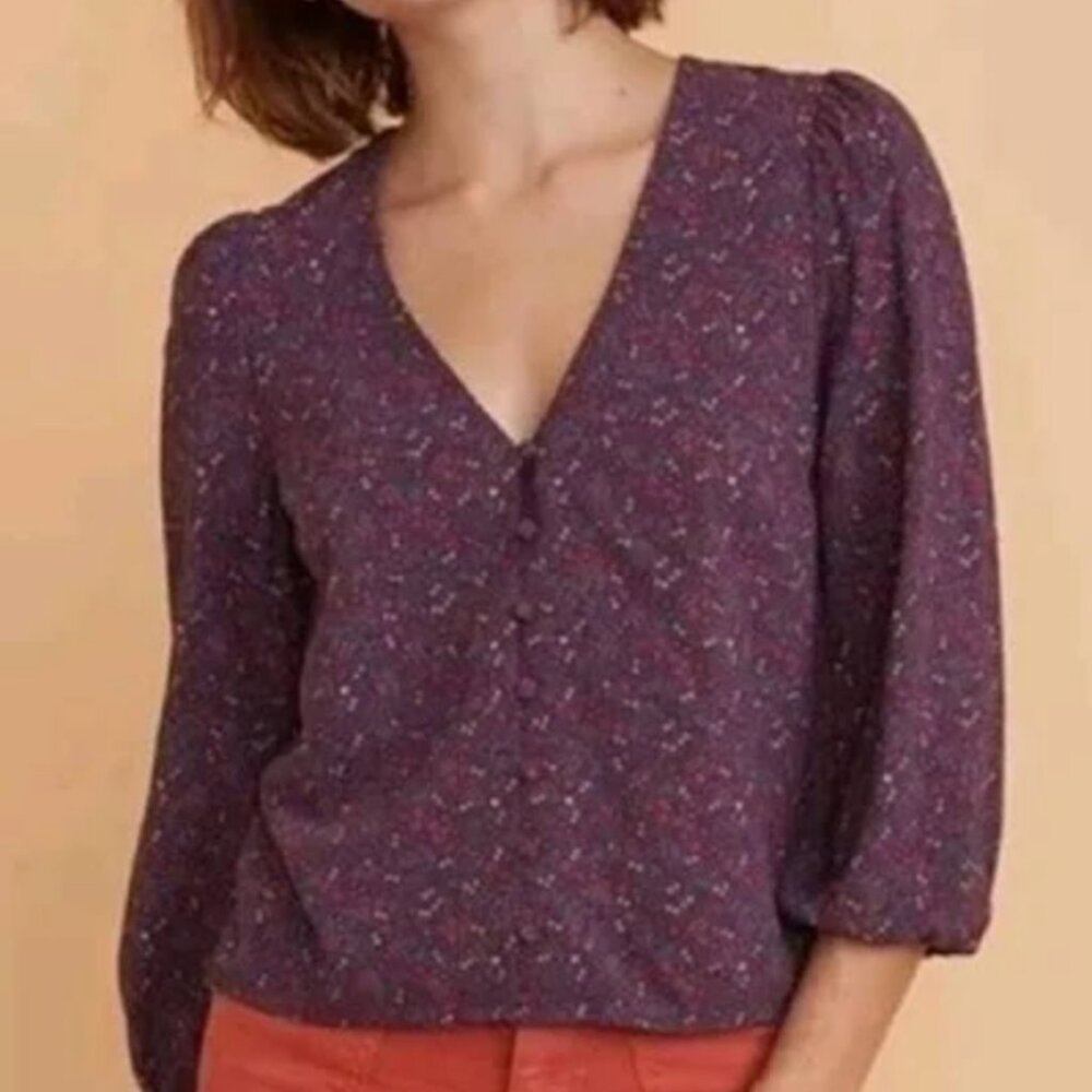 Marine Layer Stacy Floral Button Down Floral Blouse Top